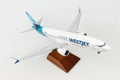 Westjet Boeing 737-MAX8 Scale 1 by 100 with Wood Stand & Gear O365