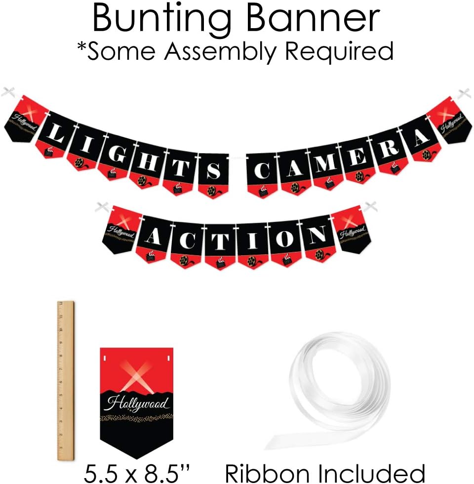 Red Carpet Hollywood Banner and Photo Booth Decorations Party Supplies Kit P92424