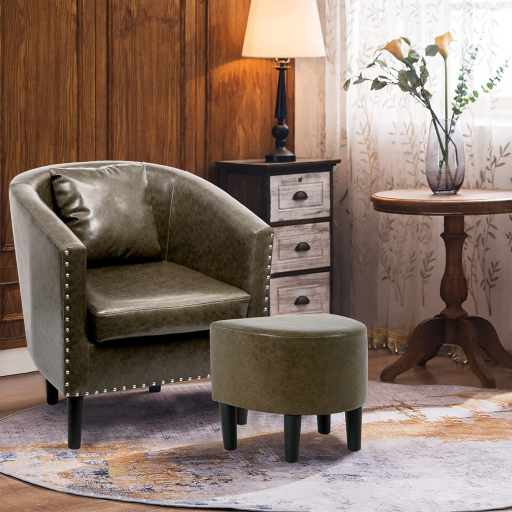White PU Leather Club Chair with Ottoman C211716