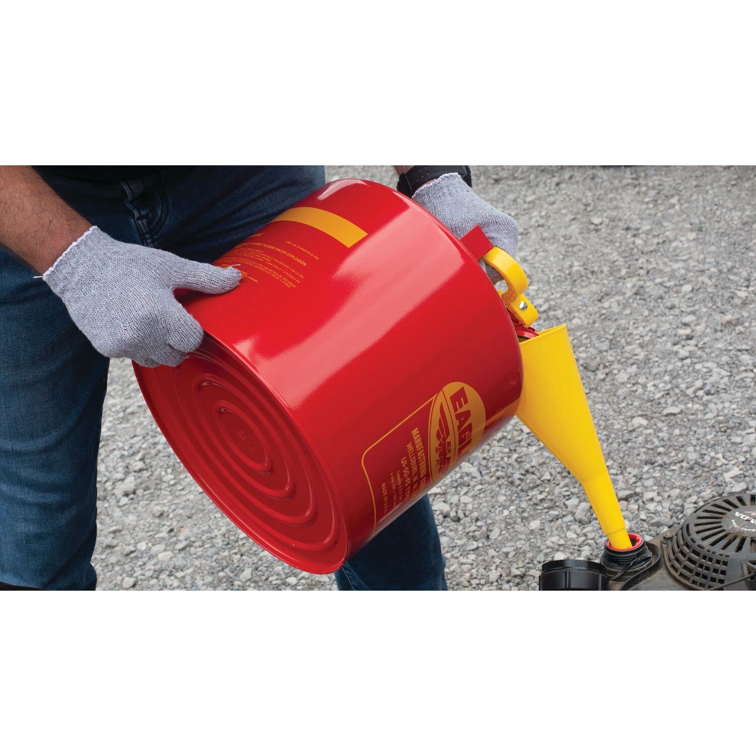 Red Galvanized Steel Type I Gasoline Safety Can with Funnel, 5 gallon Capacity, Pack of 2 L569