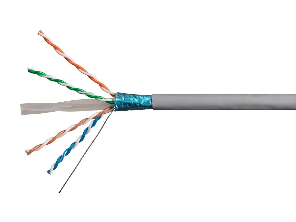1000ft 23AWG Cat6 550MHz STP Solid Riser-Rated Bulk Pure Bare Copper Ethernet Cable G190