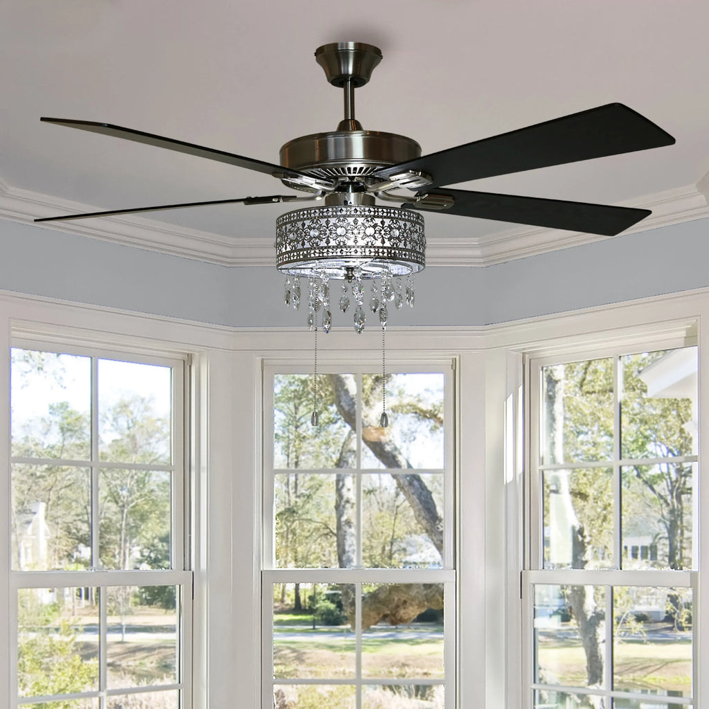 52" Crystal Chandelier LED Ceiling Fan with Light P78234