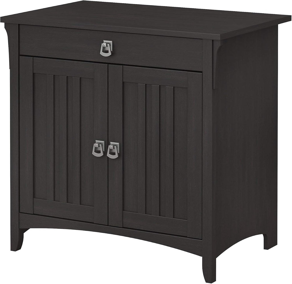 Secretary Desk with Keyboard Tray and Storage Cabinet in Cape Cod Gray U44603