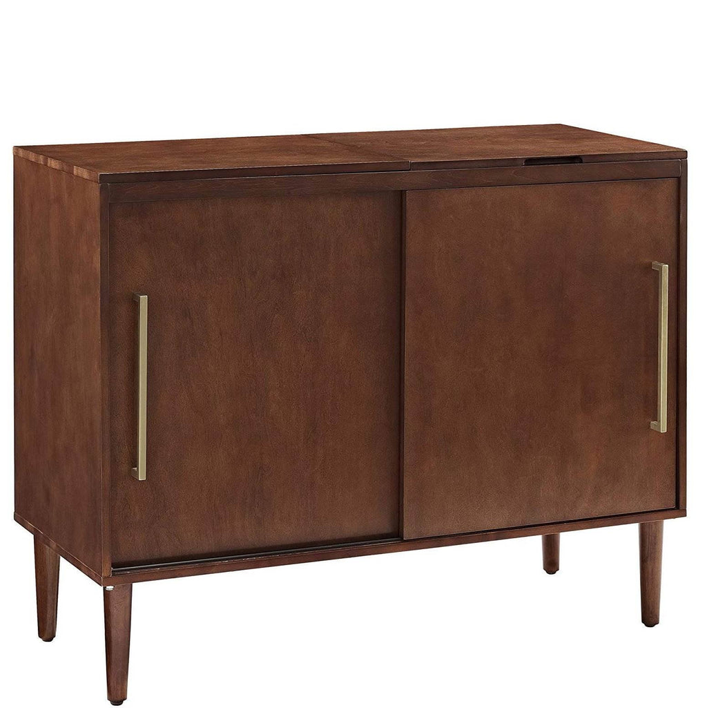 Mahogany/Gold Wood Media Console Table W3095