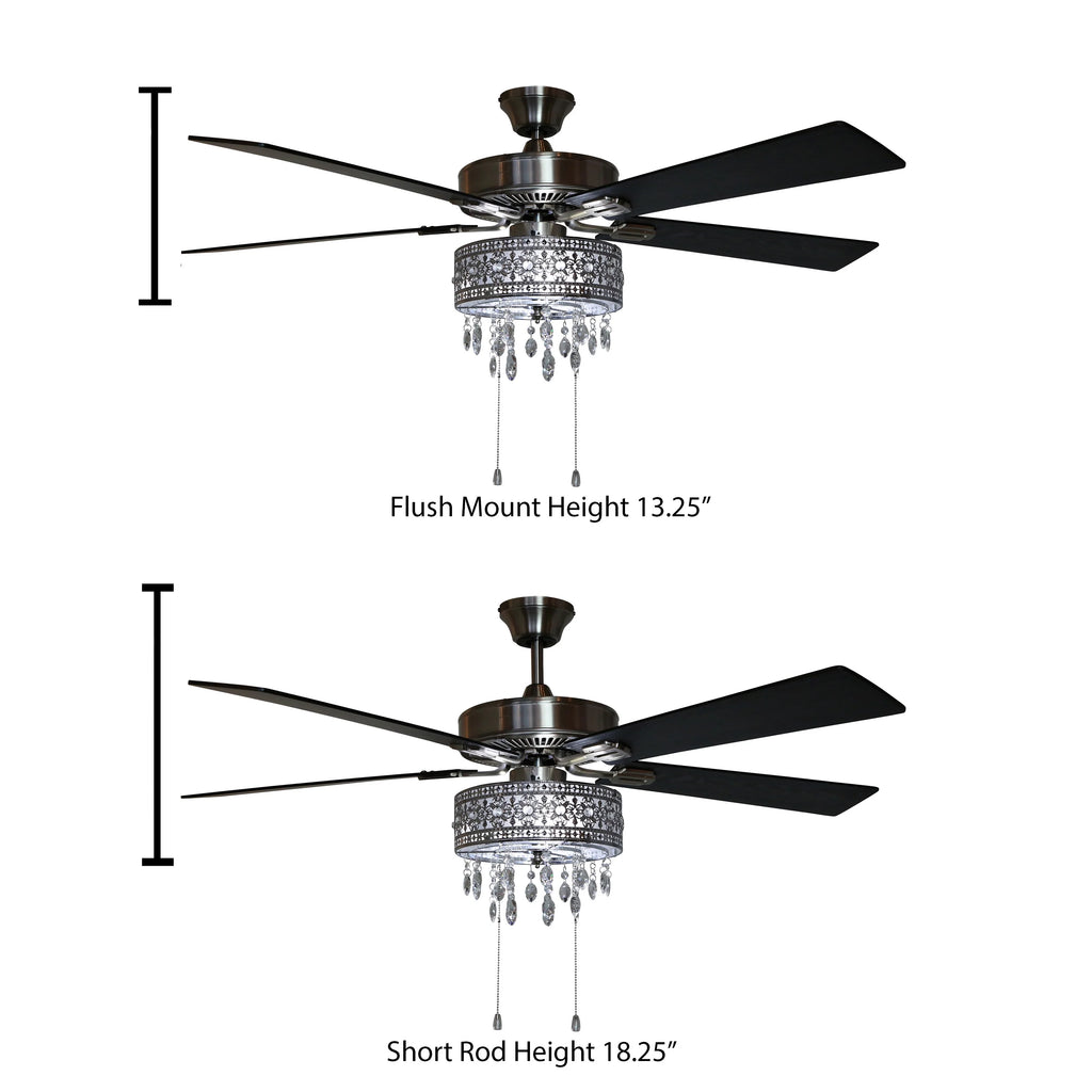 52" Crystal Chandelier LED Ceiling Fan with Light P78234