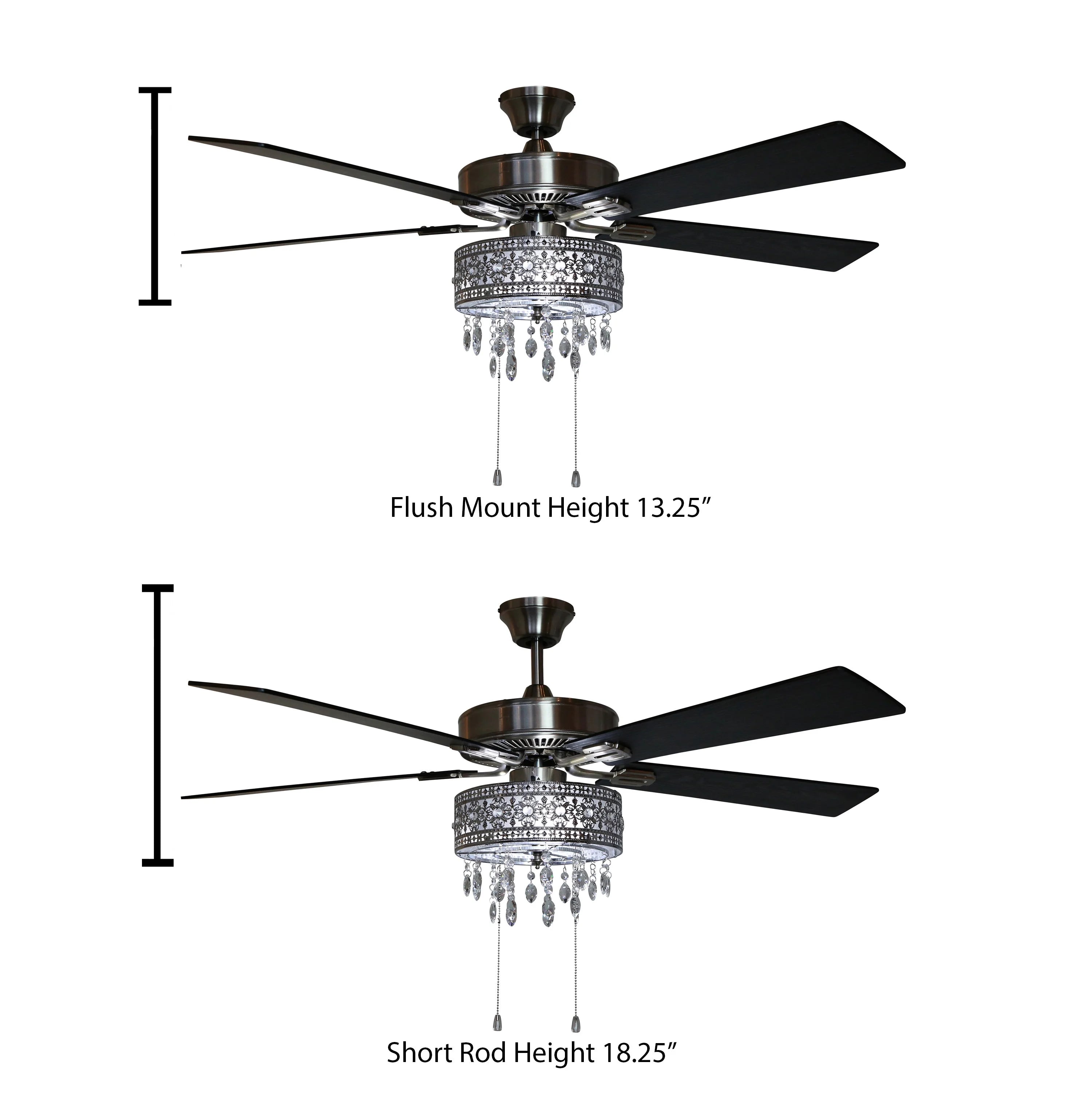 52" Crystal Chandelier LED Ceiling Fan with Light P78234