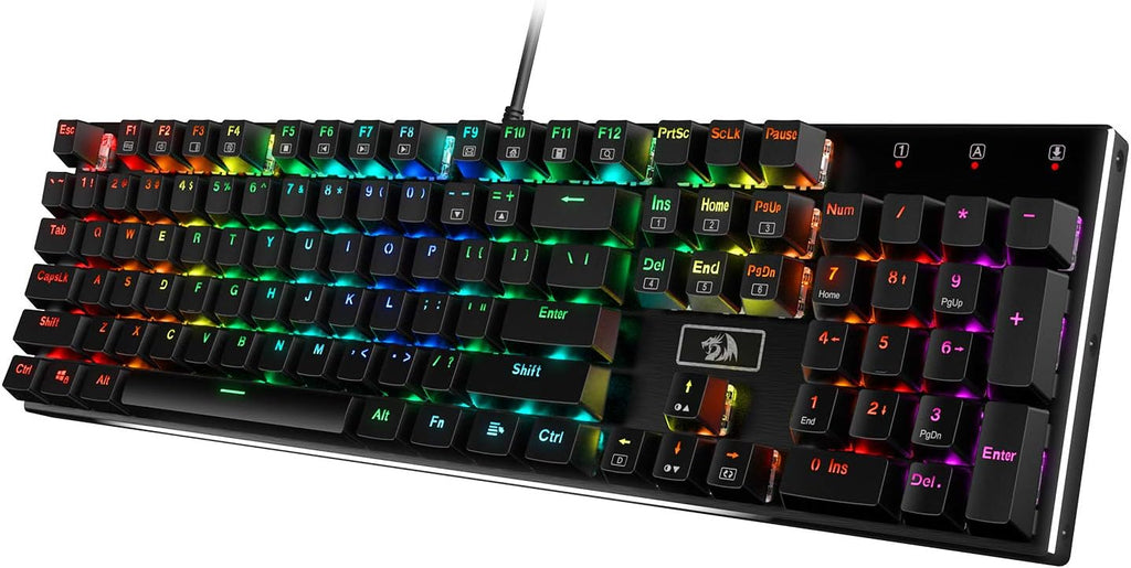 RGB LED Backlit Wired Mechanical Gaming Keyboard, Aluminum Base, 104 Standard Keys A82250