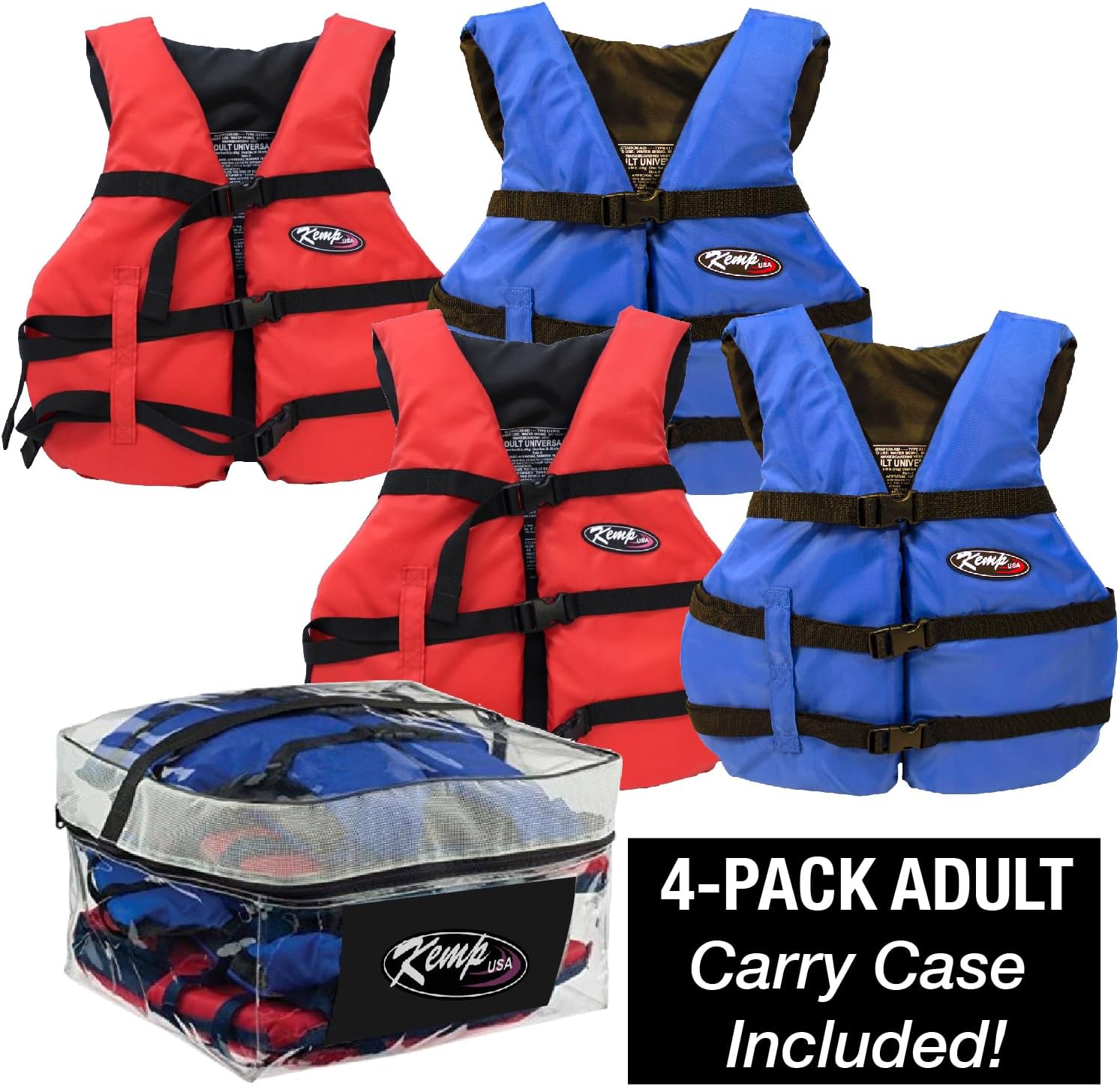 4-Pack Adult Life Jackets in Carry Case G879114