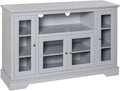 Grey Sideboard Console Table Storage Cabinet with Glass Doors R726474