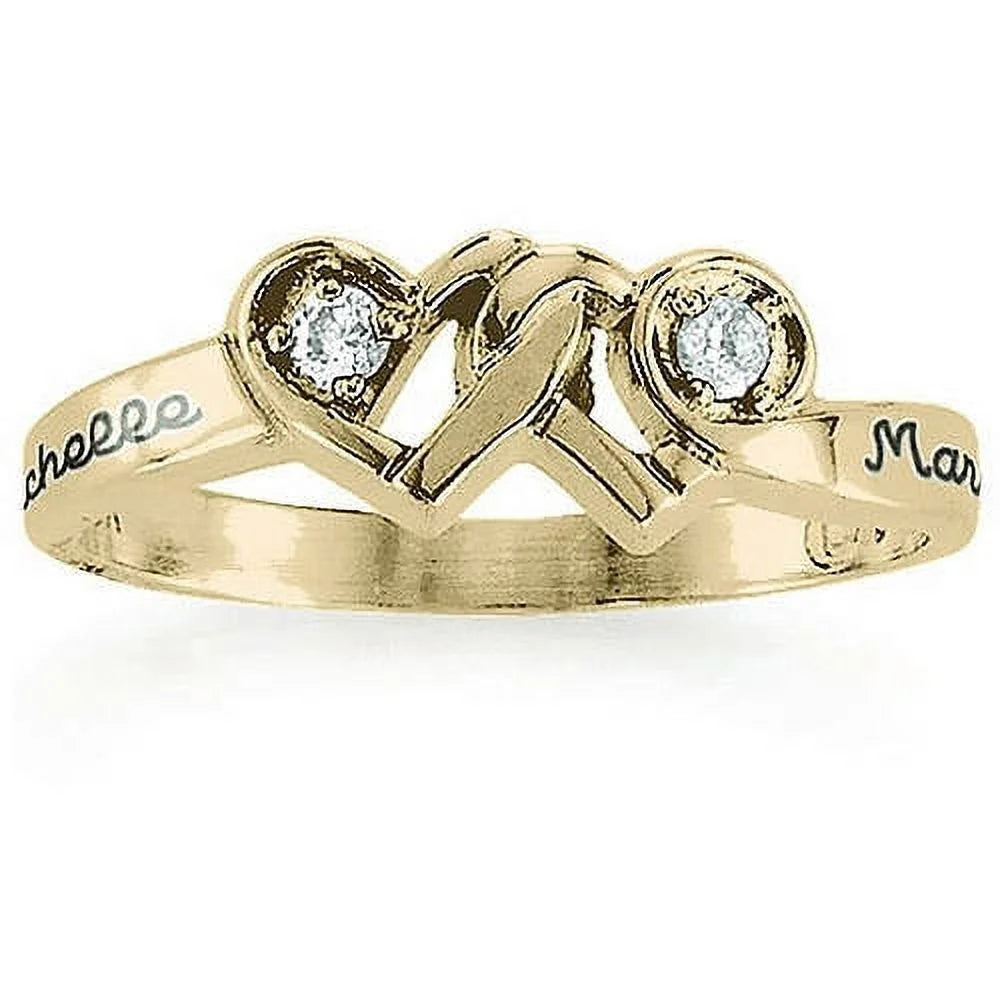 Loving Promise Ring with Diamonds in 10kt and 14kt Yellow and White Gold L943907