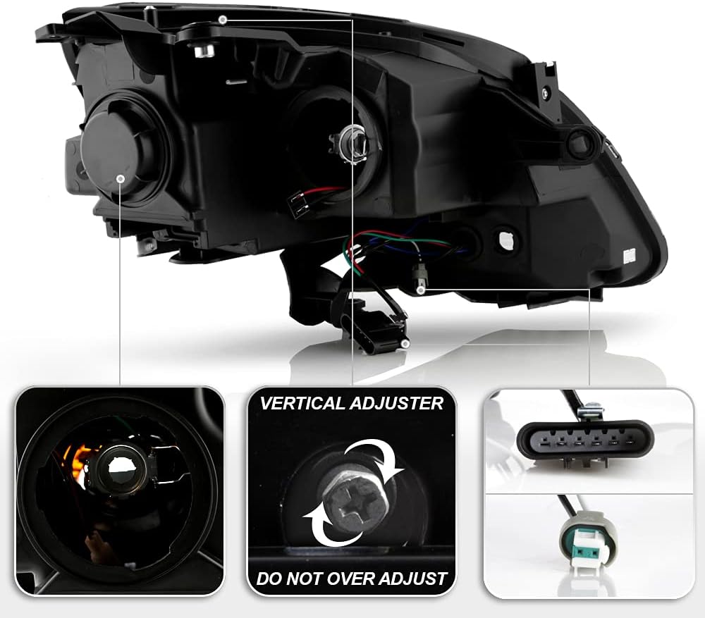 Black LED Projector Headlights Pair D465