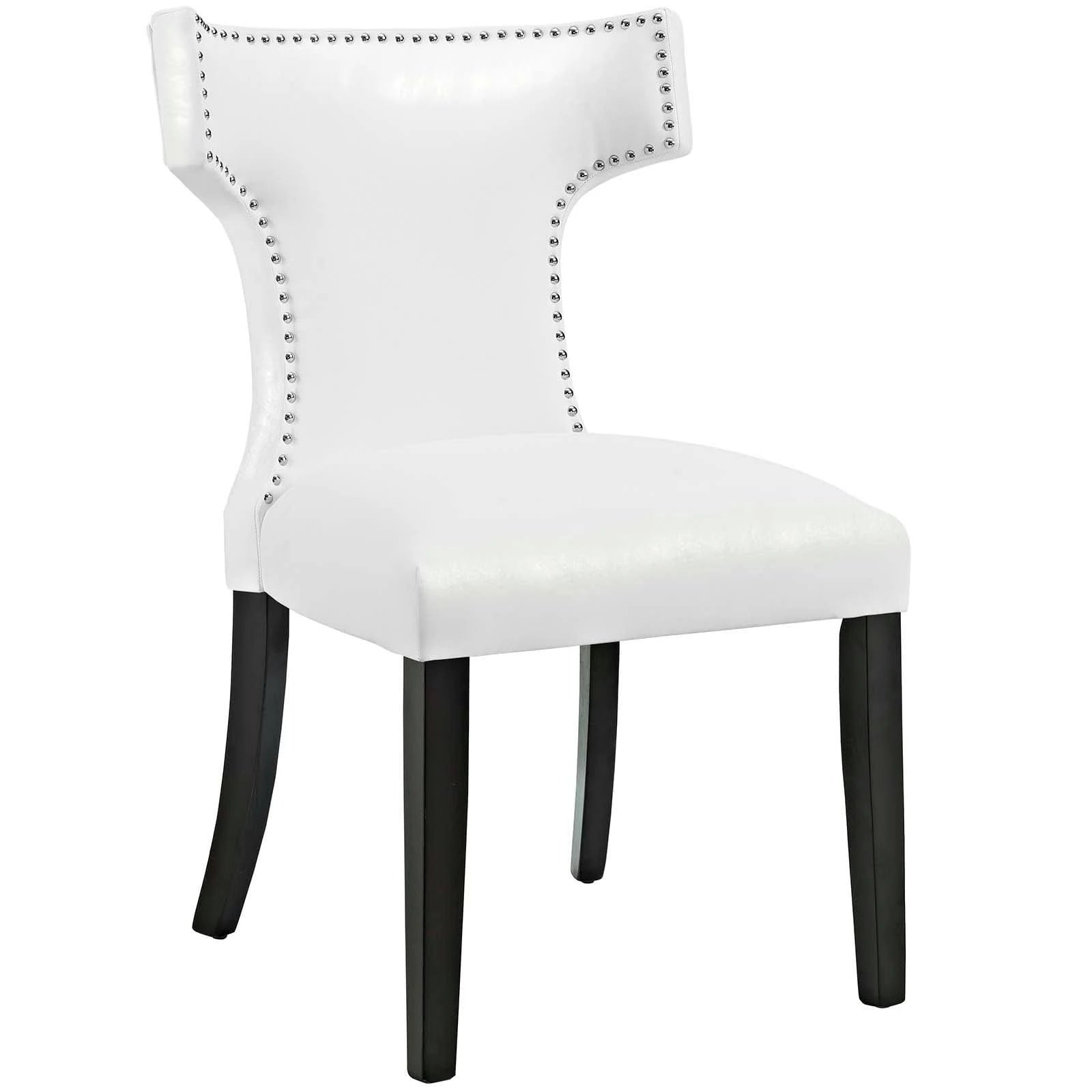 White Curved Vinyl Dining Chair (Set of 2) G469756
