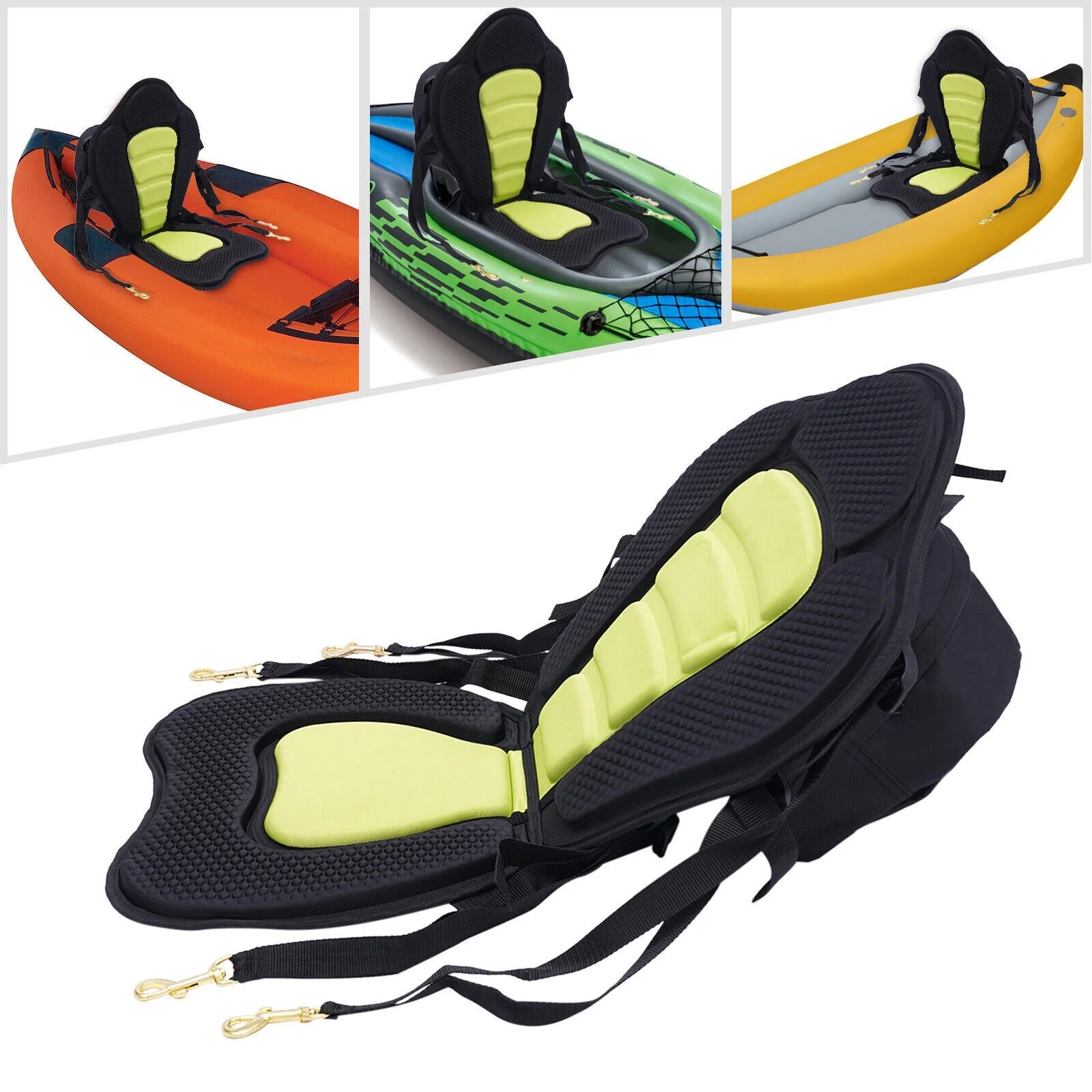 Padded Kayak Seat with Detachable Backrest and Storage Bag A56196