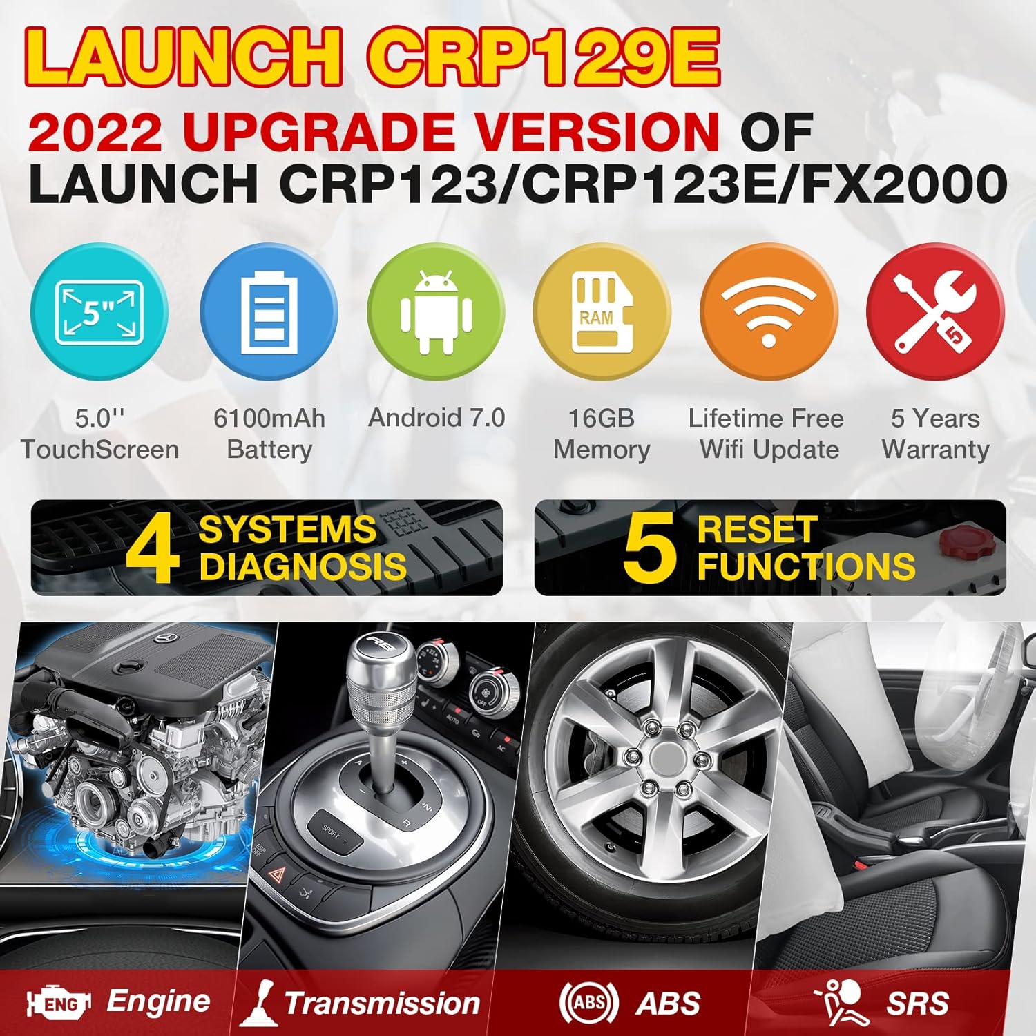 OBD2 Scanner CRP129E Code Reader with Oil EPB TPMS SAS Throttle Reset Diagnostic Tool AutoVIN R854