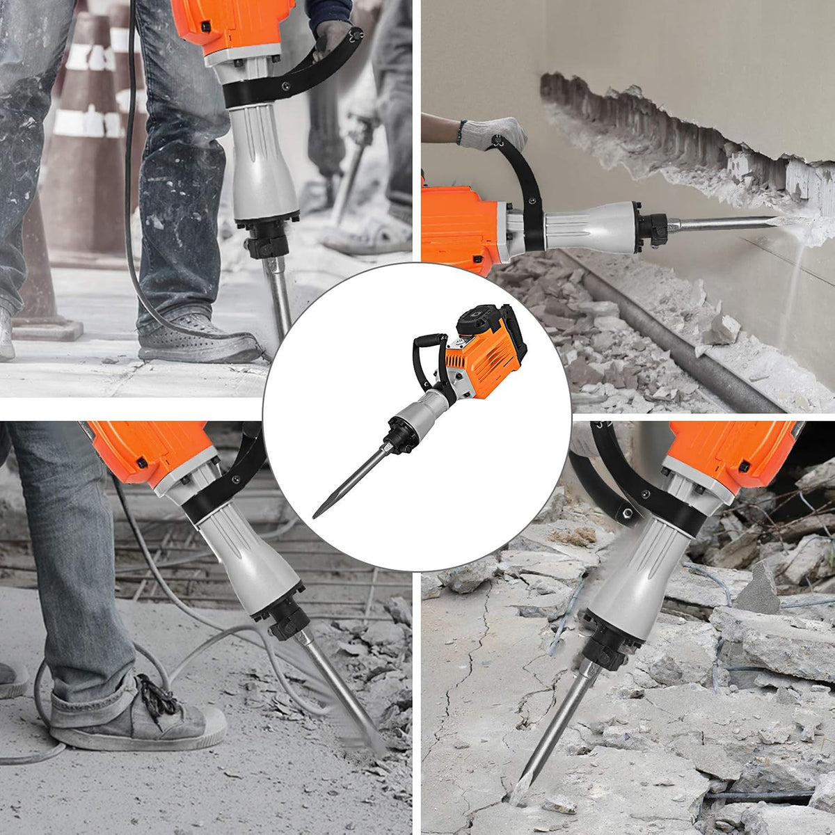 3500W Electric Demolition Hammer Concrete Breaker with Flat Chisel Bull Point Chisel U1772
