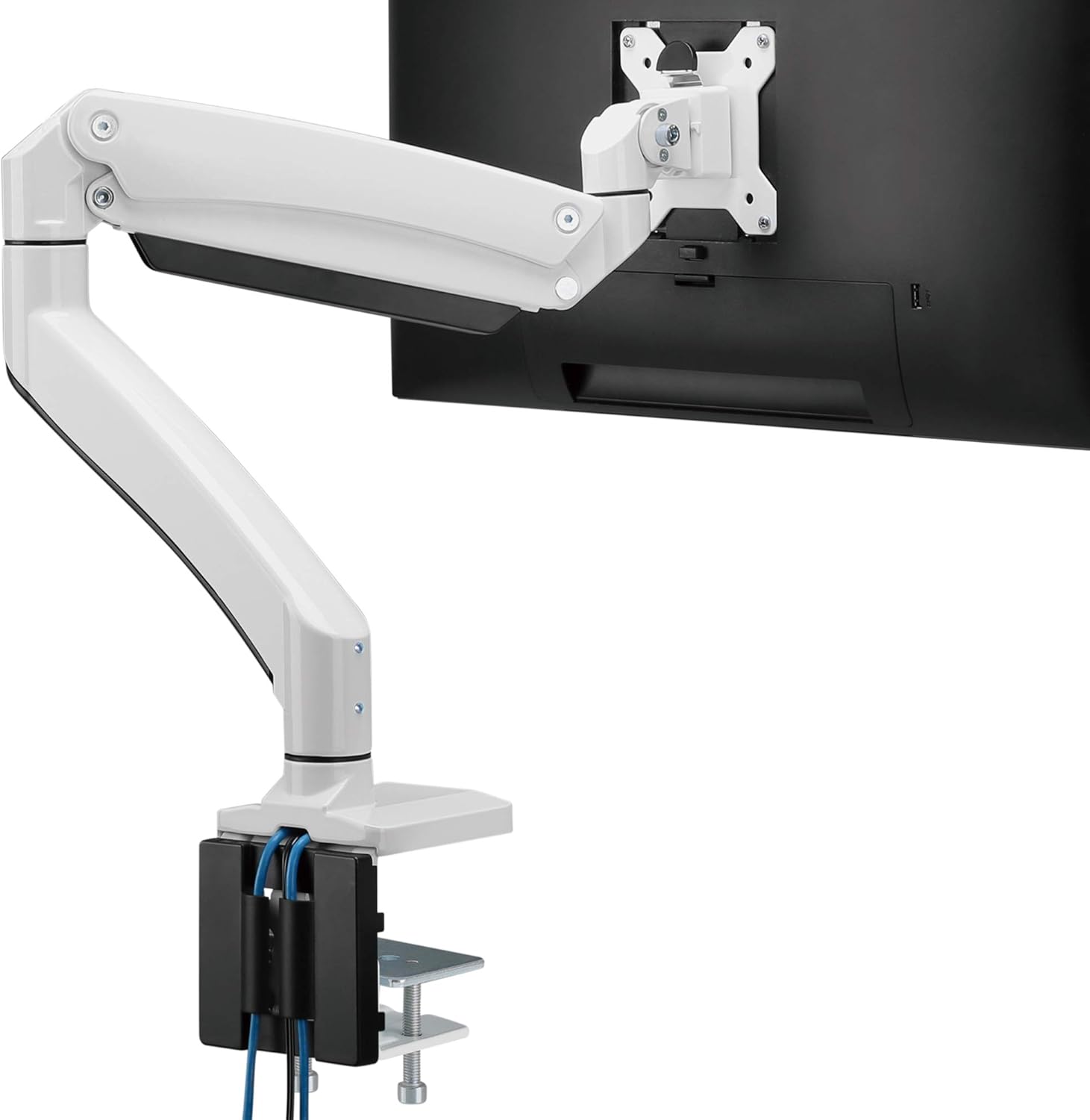 White Single Monitor Arm Desk Mount I61049