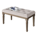 Upholstered Button Tufted Cushion Bench with Carved Wooden Legs B299