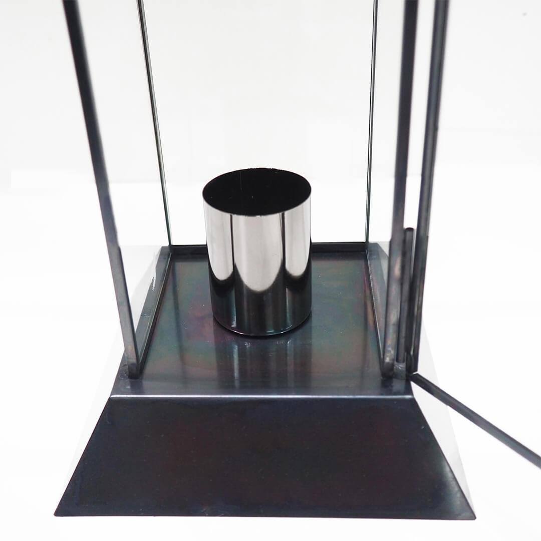 Black Glass Taper Candle Lantern Set M123477