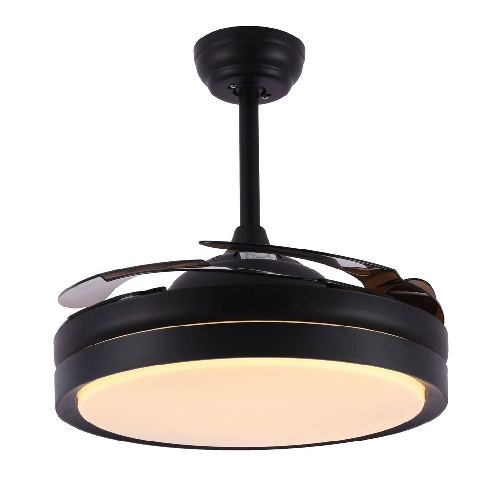 Retractable Metal LED Ceiling Fan with Remote - 42 Inches White R166624