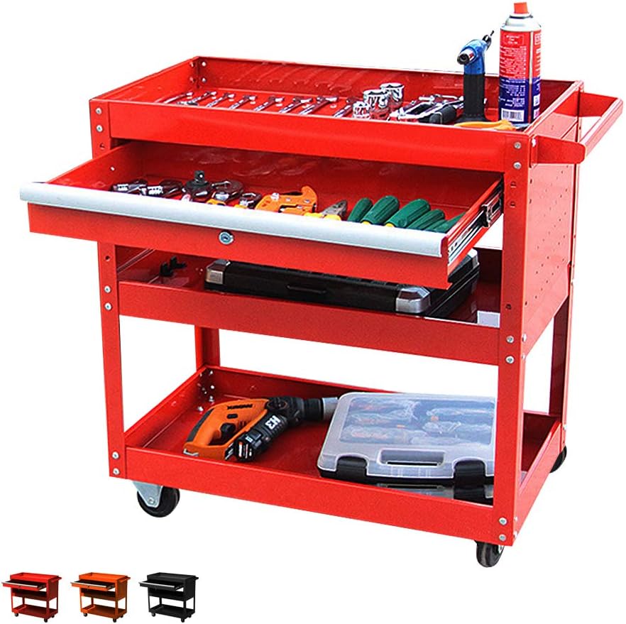 Black 4-Wheel Rolling Tool Cart with Ball-Bearing Slides G584098