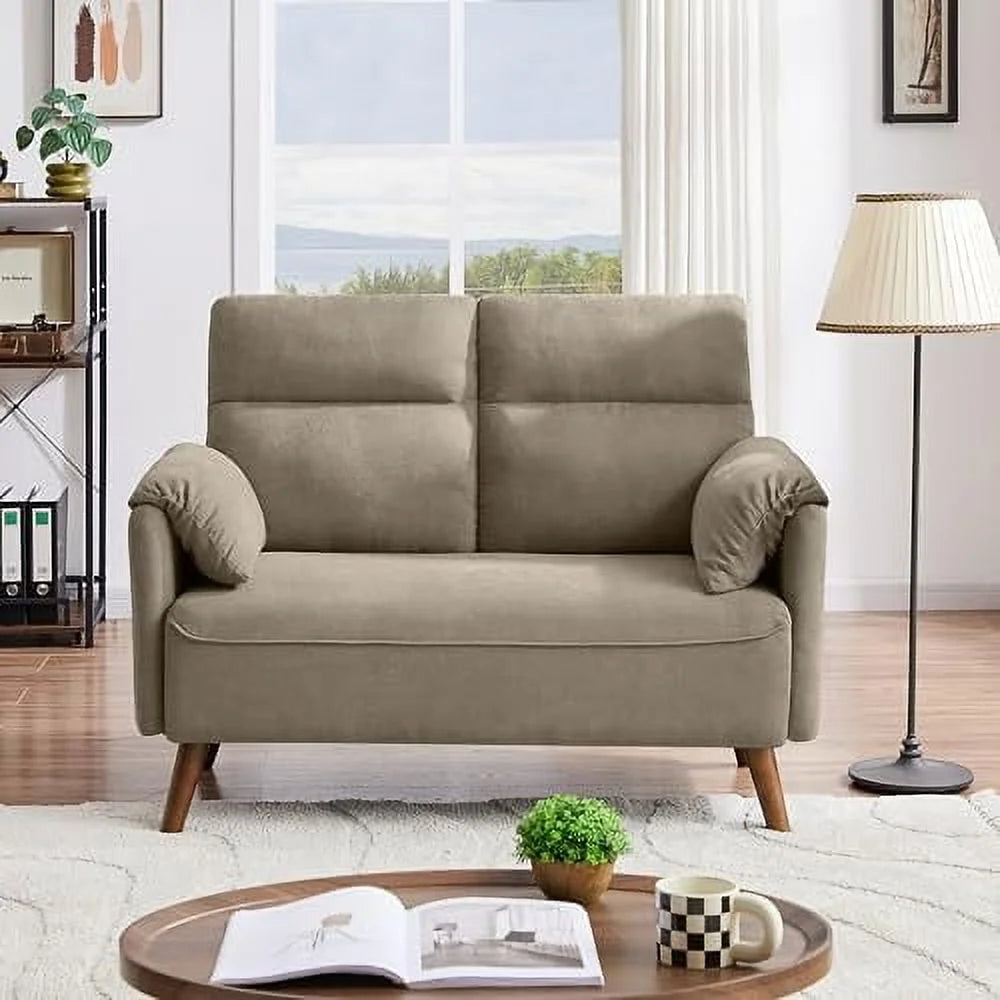 Green 2 Seater Loveseat Sofa with Wood Legs S2116