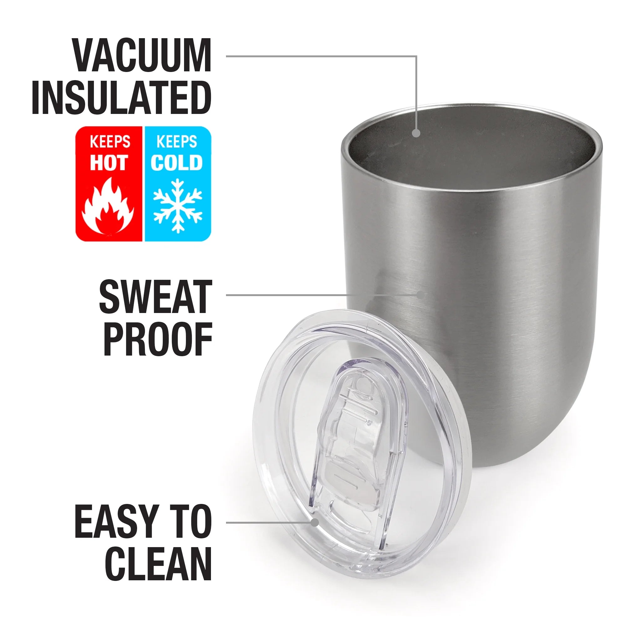 12 oz Stainless Steel Insulated Tumbler with Leak Resistant Slide-Lock Lid Y2917