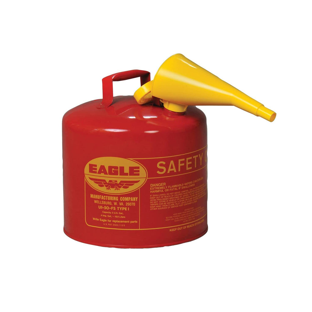 Red Galvanized Steel Type I Gasoline Safety Can with Funnel, 5 gallon Capacity, Pack of 2 L569