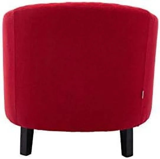 Brown Leather Upholstered Accent Arm Chair with Solid Wood Legs L35866