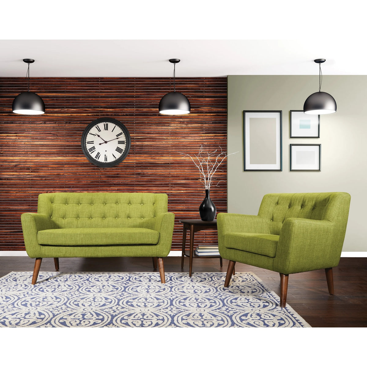 Navy Tufted Back Fabric Loveseat C768