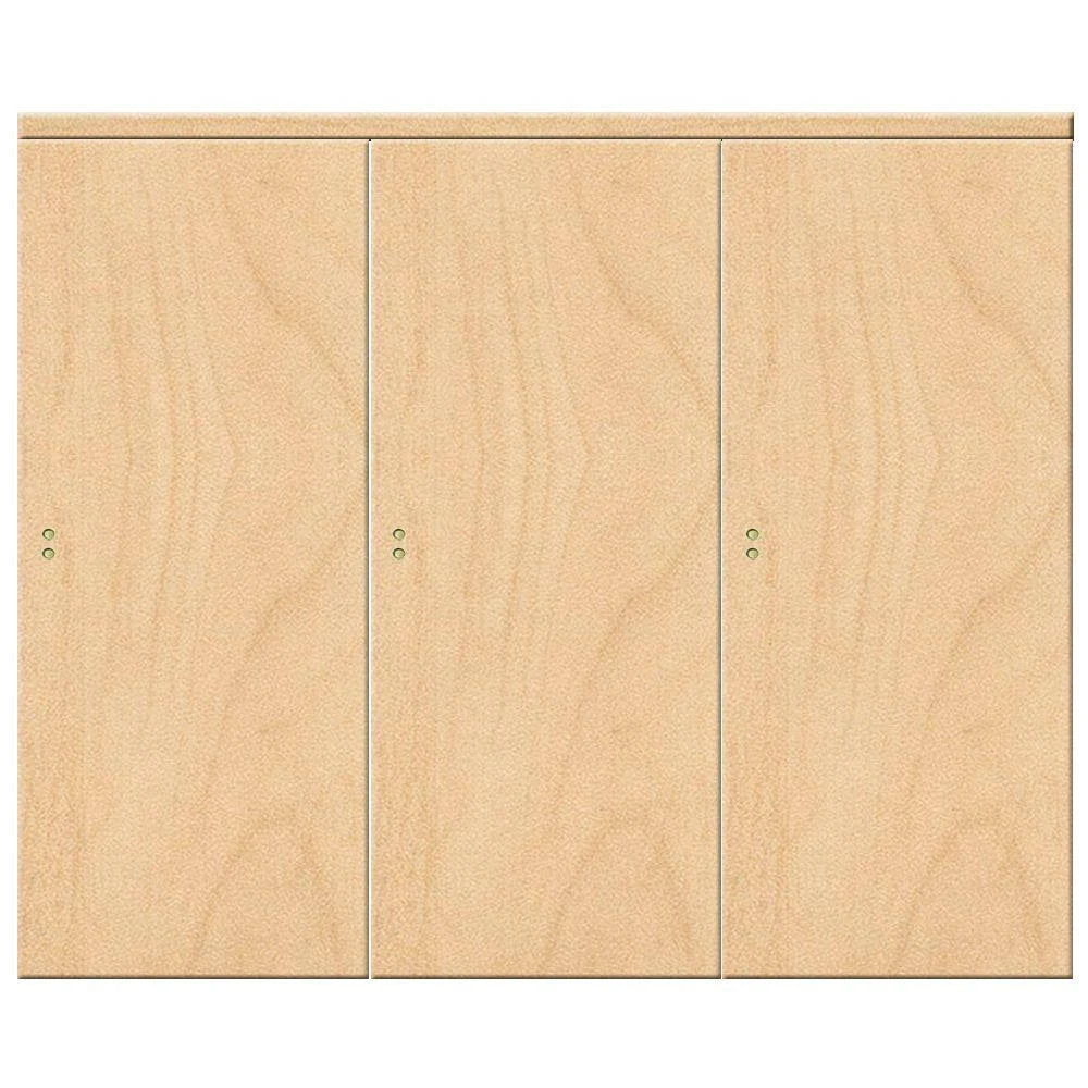 Smooth Flush Stain Grade Maple Solid Core MDF Interior Closet Sliding Door with Matching Trim Q67468