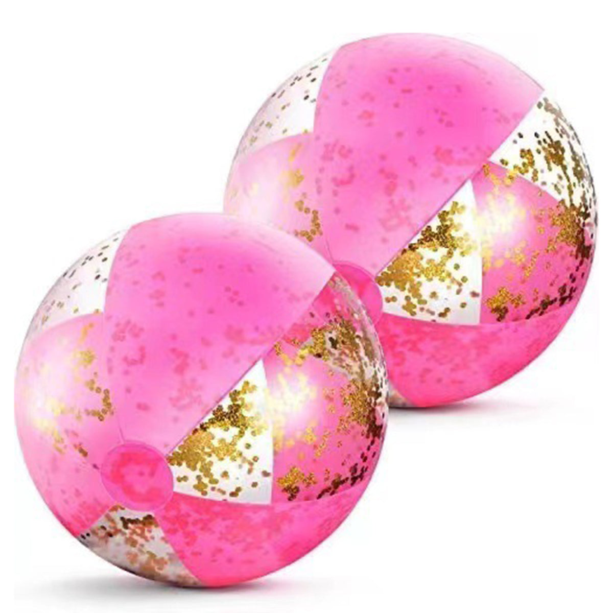 Pink Glitter Inflatable Beach Ball Set with Pump I413731