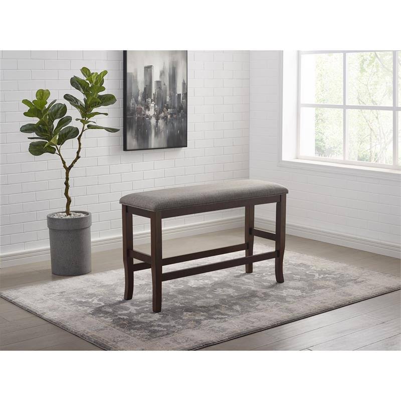 Oak Fabric Counter Height Dining Bench J393