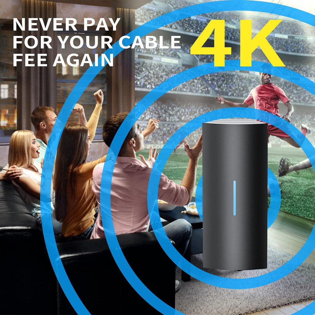 Portable Amplified Digital HDTV Antenna 420 Miles Range 360° Reception 36ft Coaxial Cable for 4K 1080p Pack of 2 J46267