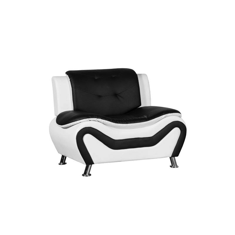 Faux Leather Club Chair in Black and White H370724