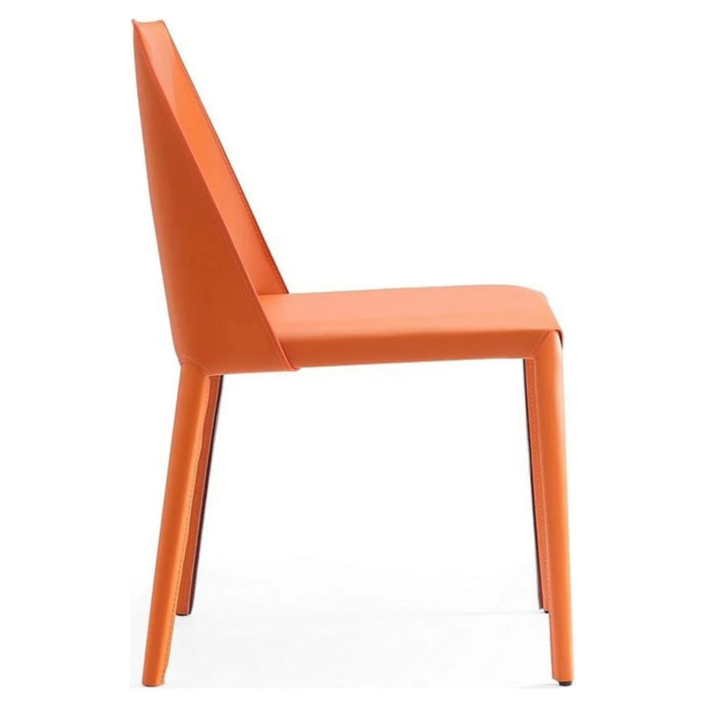 Coral Orange Leather Dining Chair (Set of 2) S7430