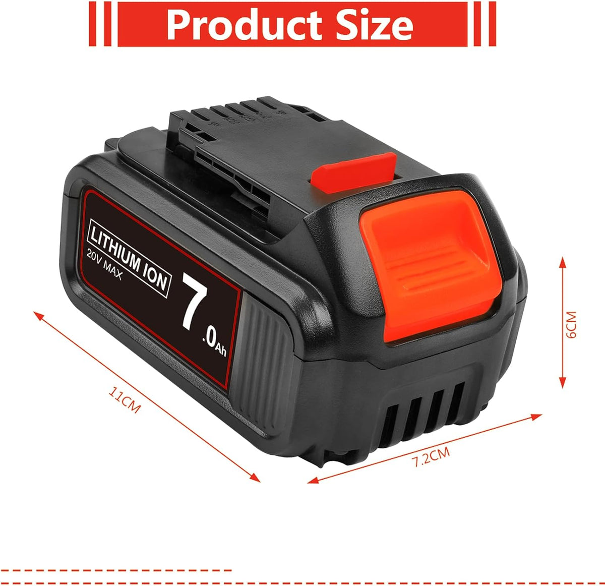 7.0 Ah 2Packs Replacement Lithium ion Battery for Dewalt 20V Cordless Tools H8076