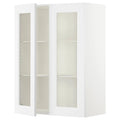 White Wall Cabinet with 2 Glass Doors Y77004