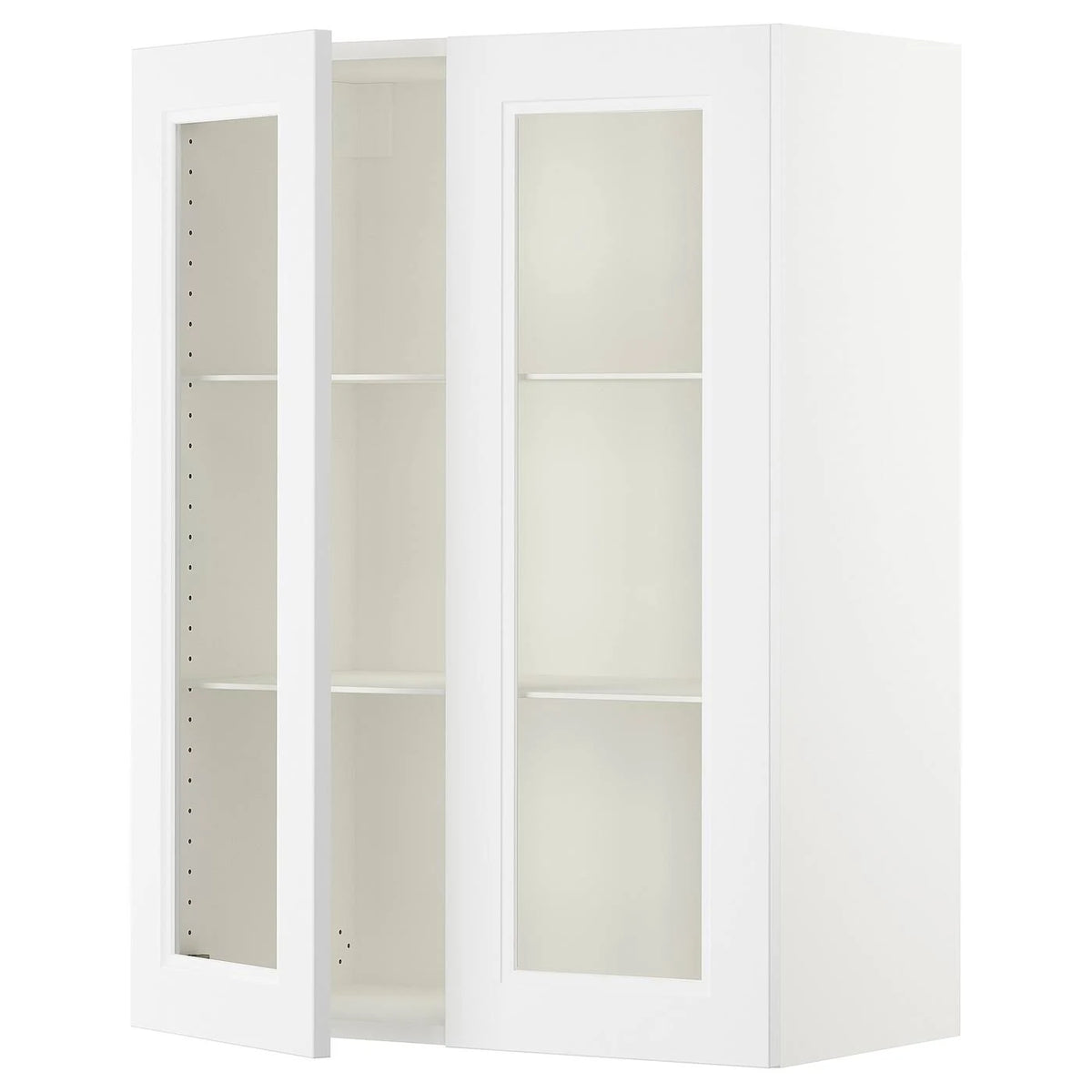 White Wall Cabinet with 2 Glass Doors Y77004