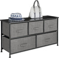 Steel Frame Wood Top Horizontal Cloth Storage Dresser with 5 Removable Fabric Drawers Z576