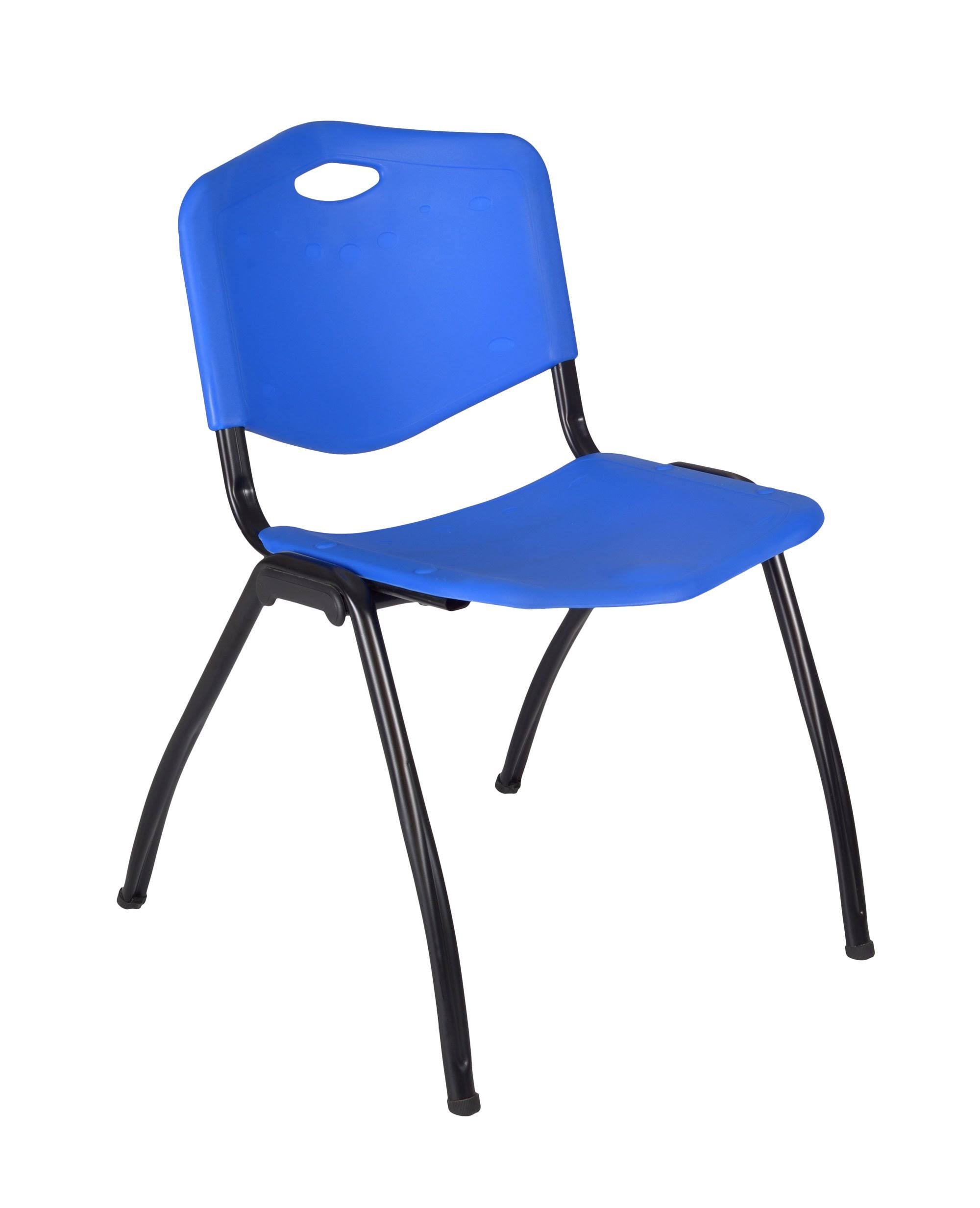 Grey Round Breakroom Table & 4 Blue Stack Chairs L785386