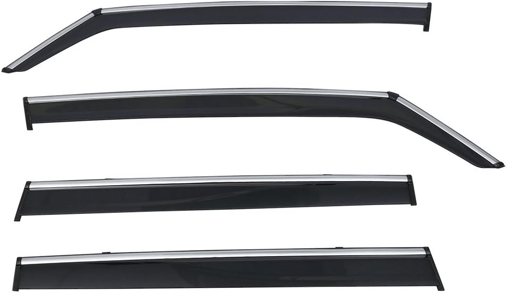 Chrome Trim Polycarbonate Window Visor Rain Guard O250