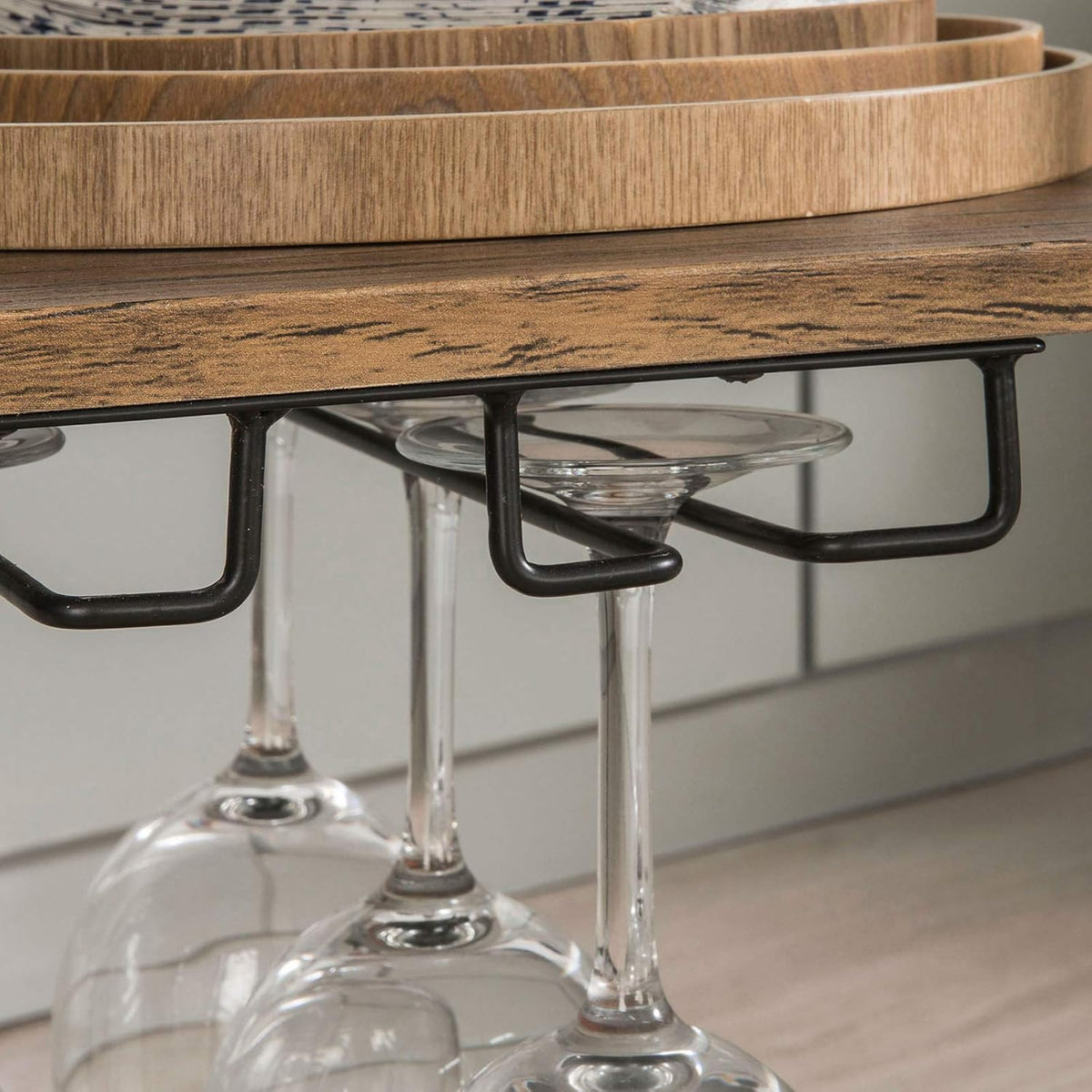 Brown Wood Metal Bar Serving Cart R60517