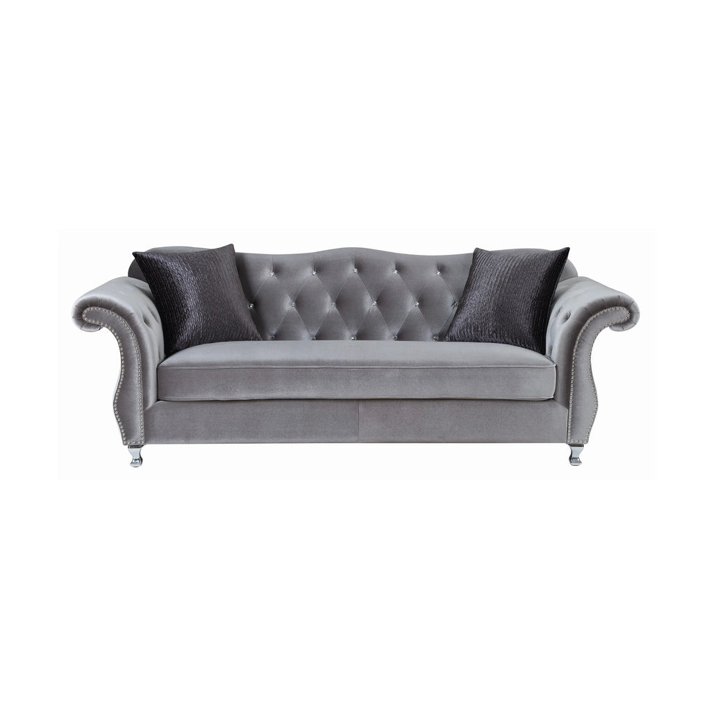 Silver Button Tufted Sofa P529