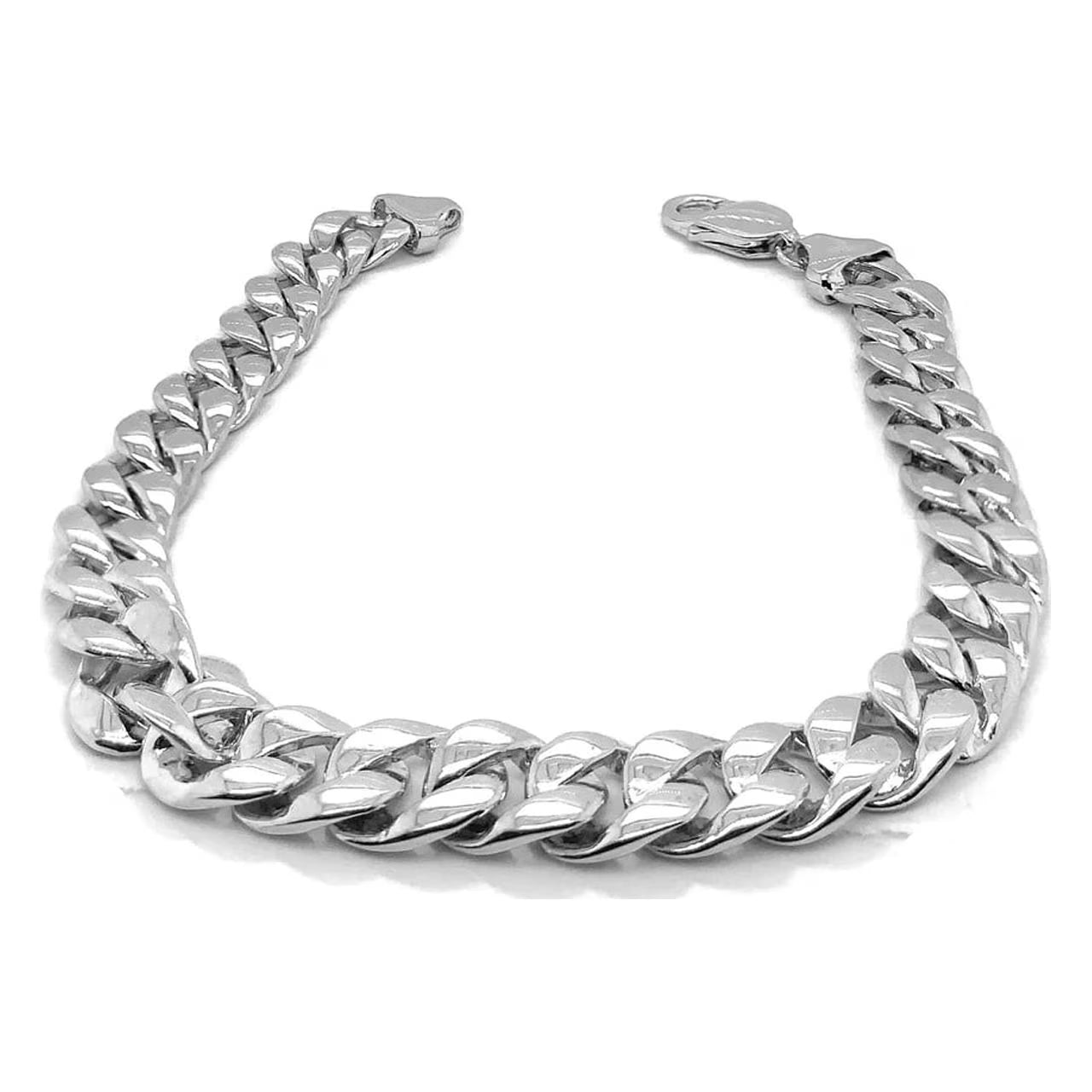 Sterling Silver Cuban Link Necklace 9.6mm 7.0" W4917