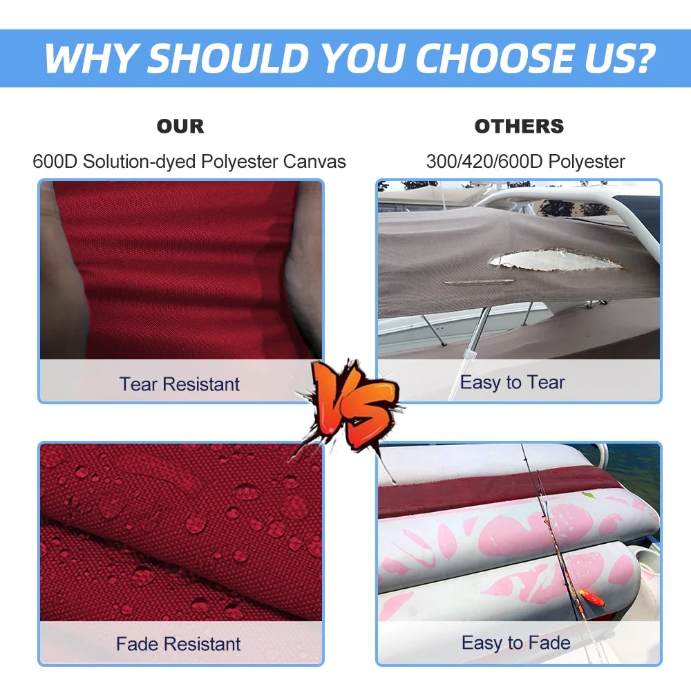 Burgundy Marine Grade Waterproof Bimini Top Replacement Cover G476905