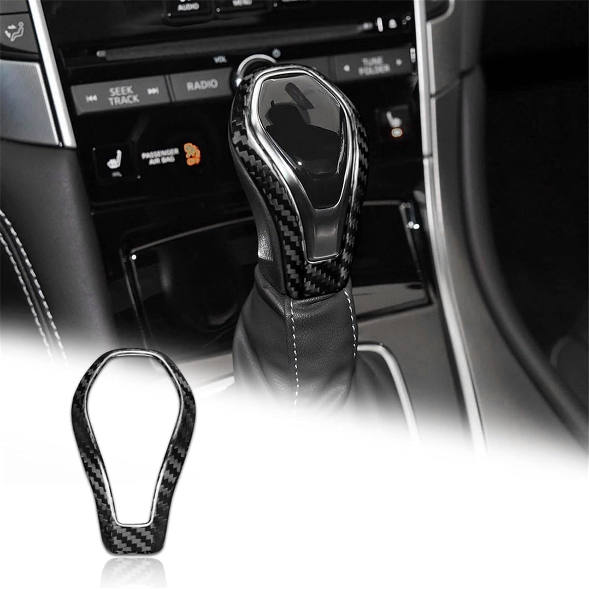 Carbon Fiber Gear Shift Knob Cover Sticker Pack of 2 H8659