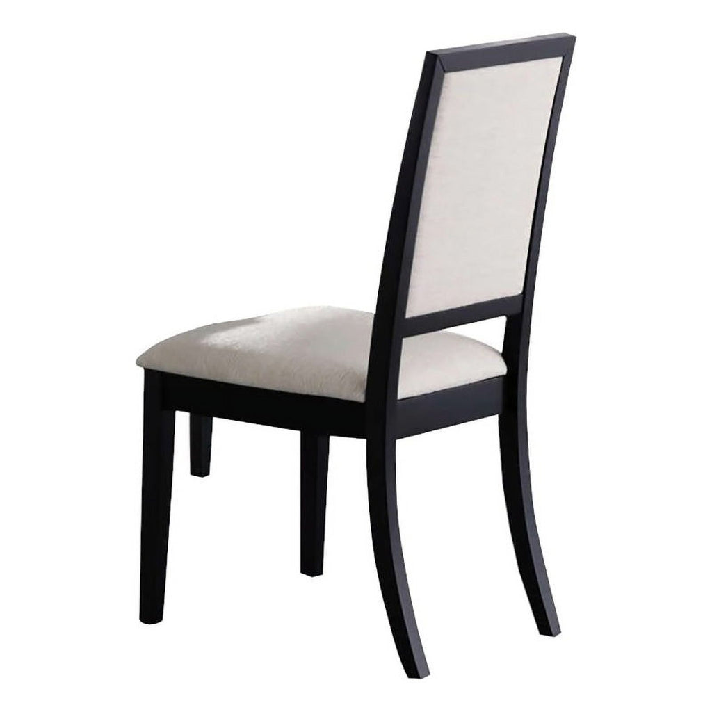 Black-Cream Fabric-Wood Dining Side Chair O757