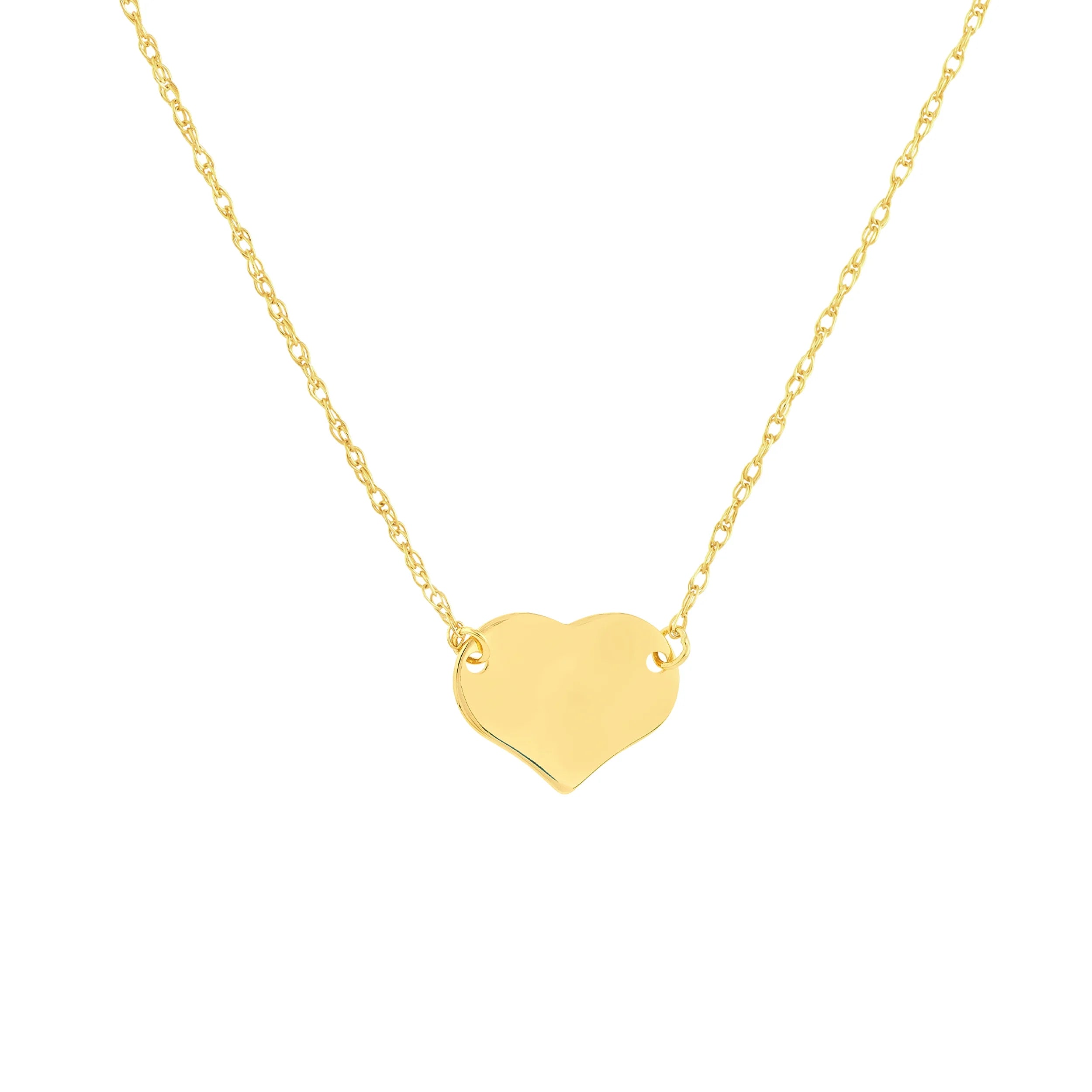 14K Yellow Gold Rope Chain Necklace with Mini Heart E886