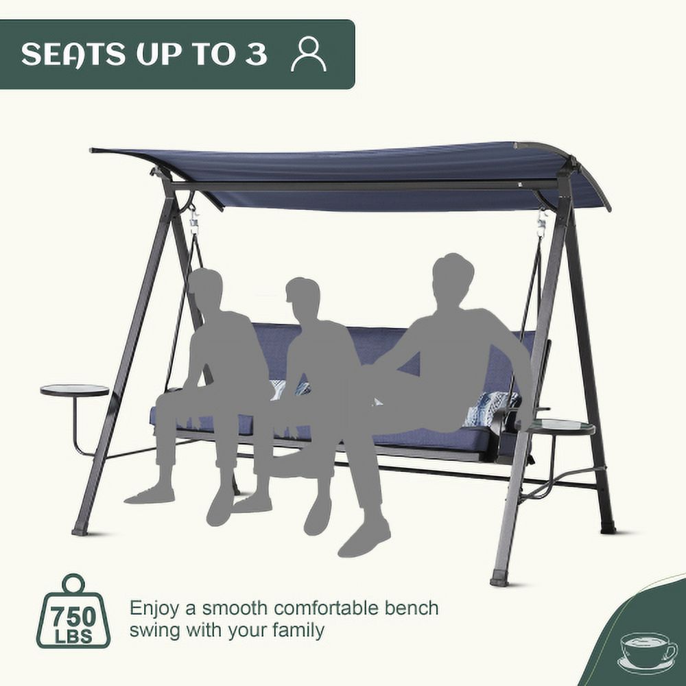 Blue 3-seater Porch Swing with Canopy A394