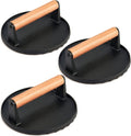 Cast Iron Burger Press Set of 2, 7 Inch Round with Wooden Handle B6753